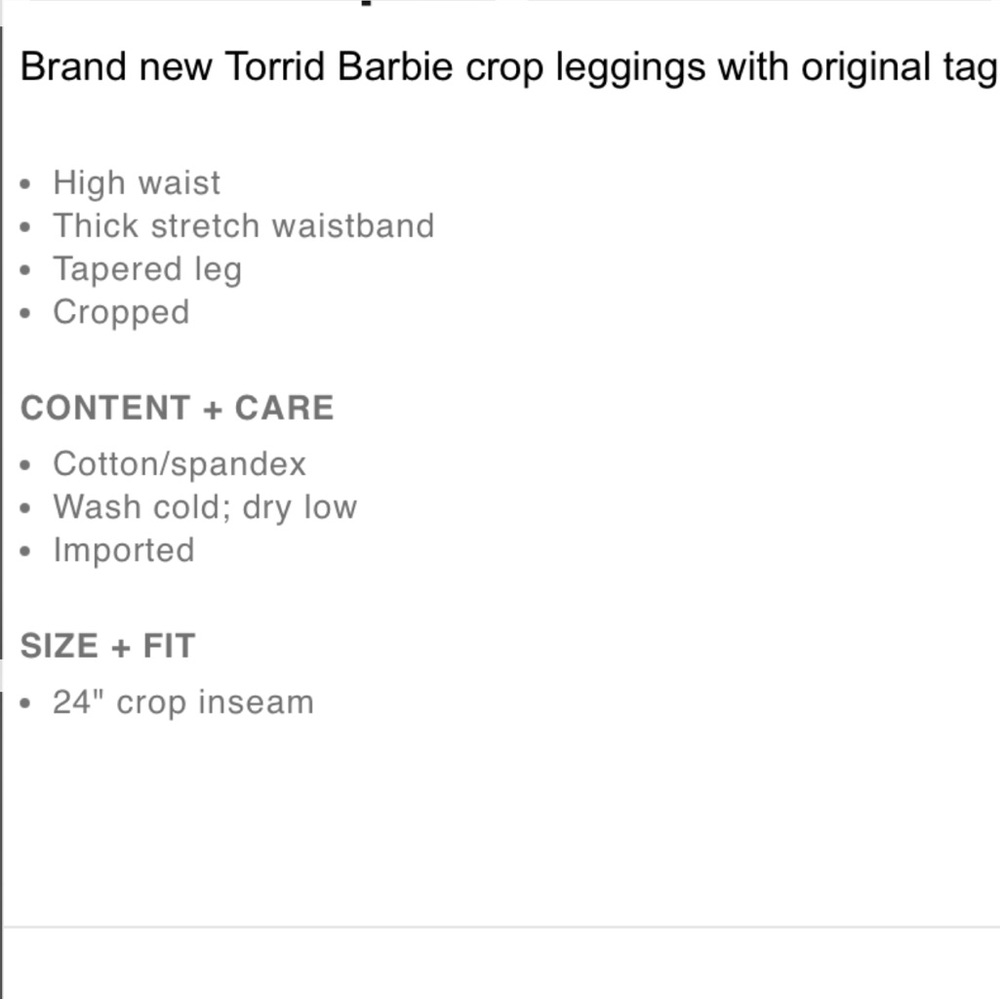 LOWEST🌺 NWT TORRID 2X BLACK CROP with BARBIE SCRIPT LEGGING PANTS - Picture 8 of 14